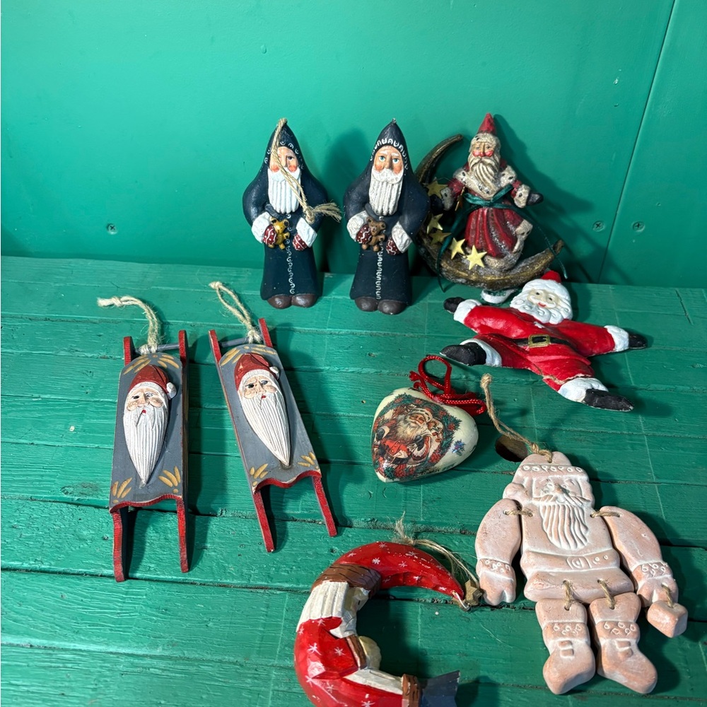 Multiple Holiday Santa Ornament Collection - Terra cotta, Dough, Tedin